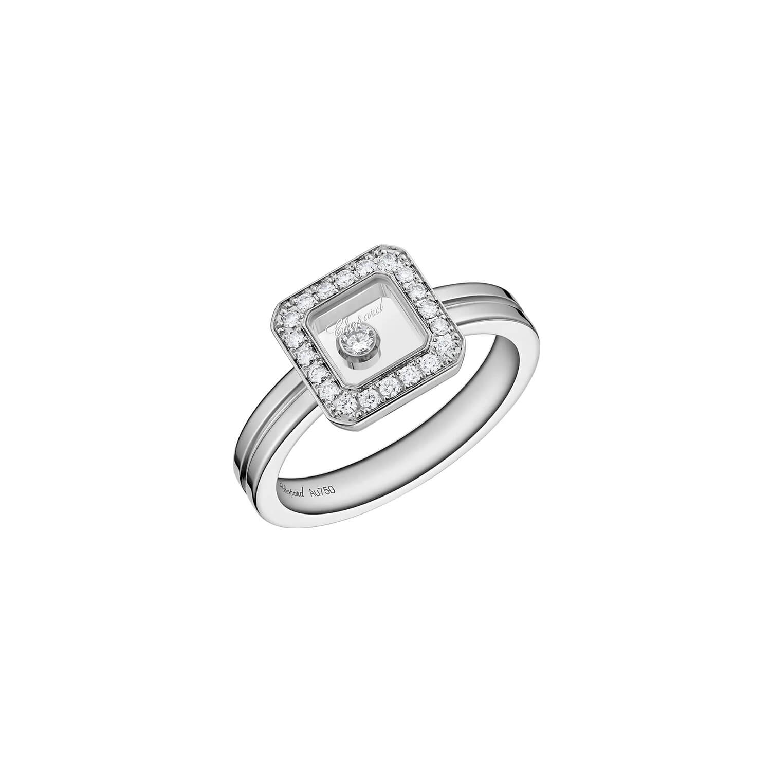 Bague Chopard Happy Diamonds Icons en or blanc et diamants, taille 52