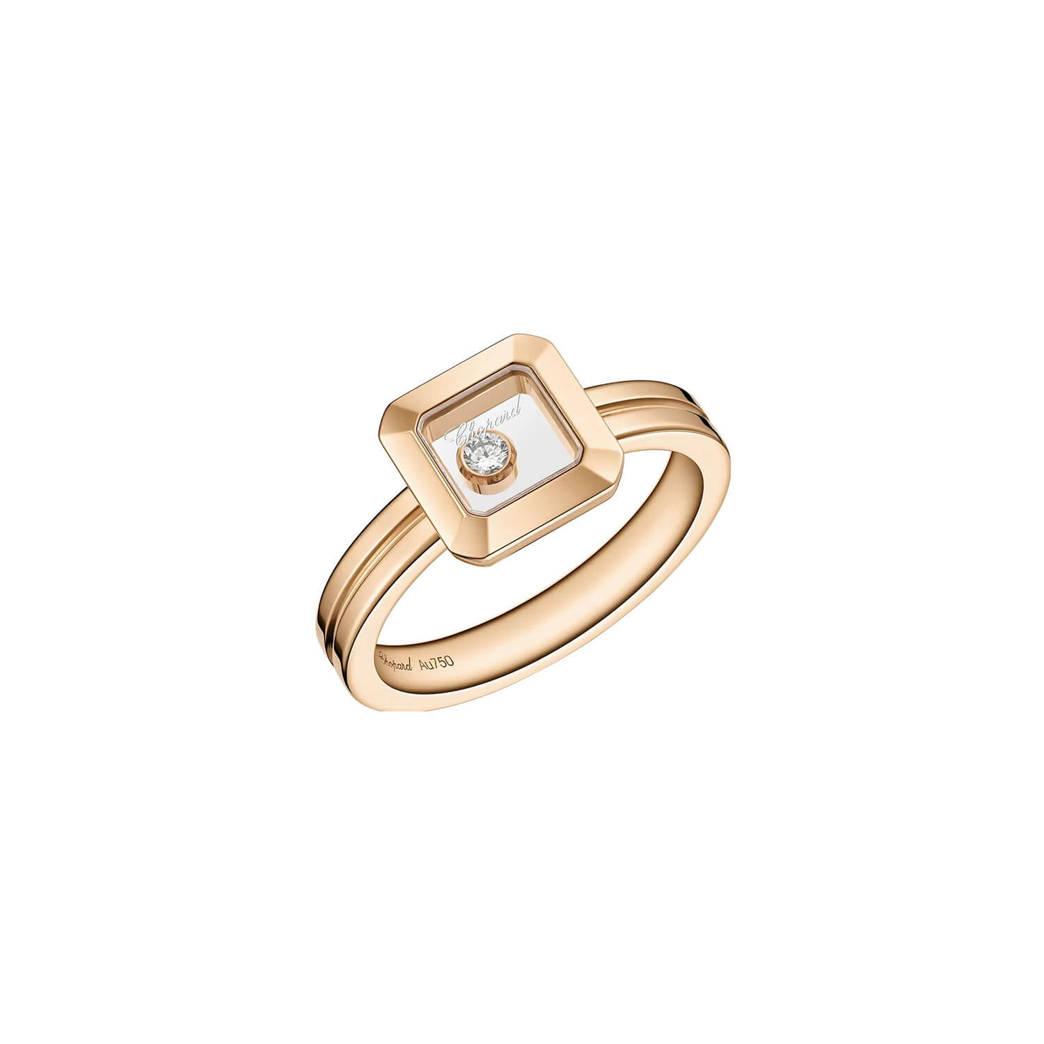 Bague Chopard Happy Diamonds Icons en or rose et diamant, taille 52