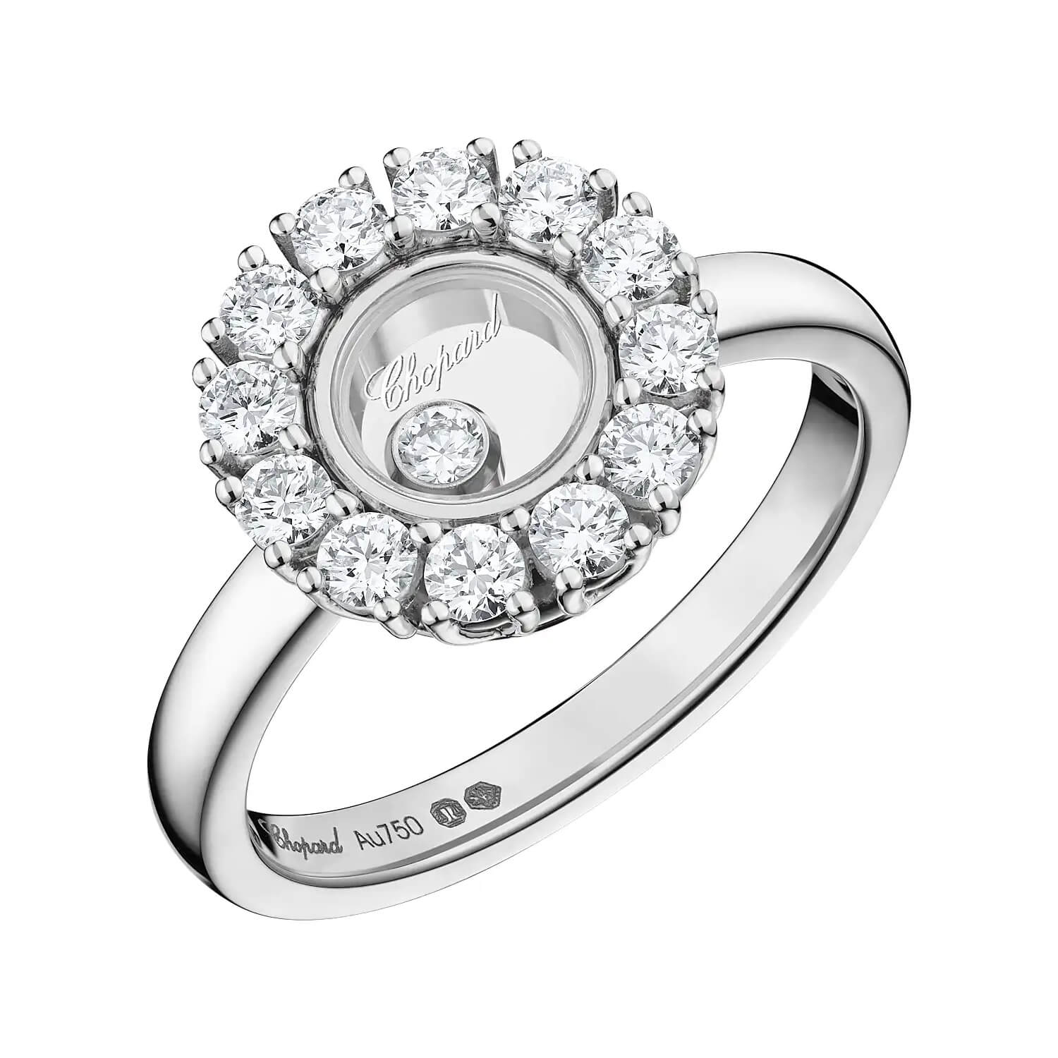 Bague Chopard Happy Diamonds Icons Joaillerie en or blanc et diamants, taille 52