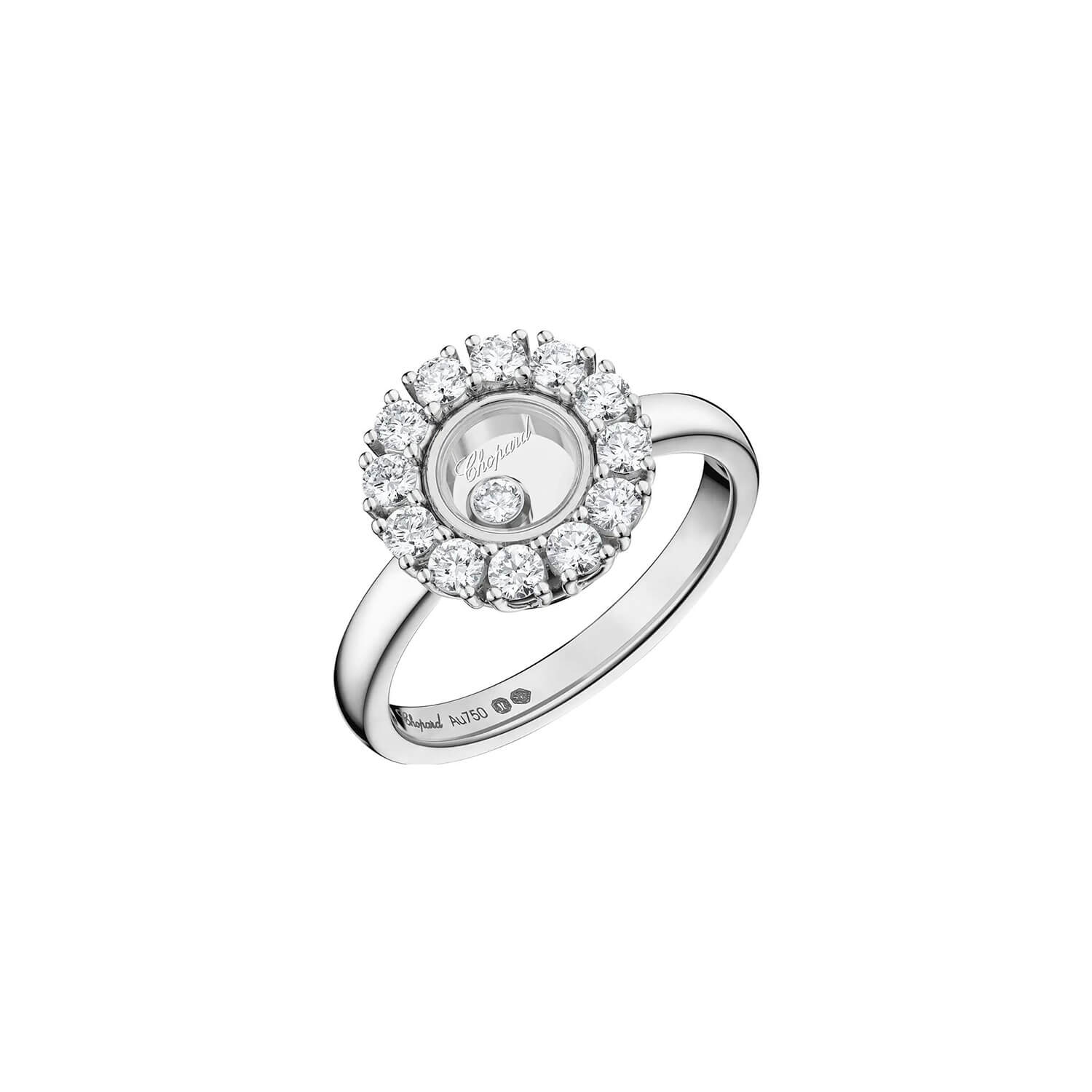 Bague Chopard Happy Diamonds Icons Joaillerie en or blanc et diamants, taille 52