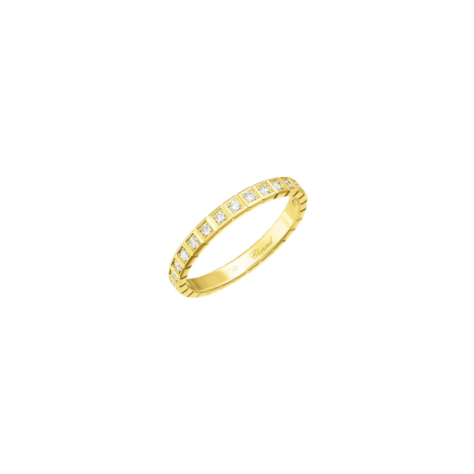 Bague Chopard Ice Cube en or jaune et diamants semi-sertis, taille 52