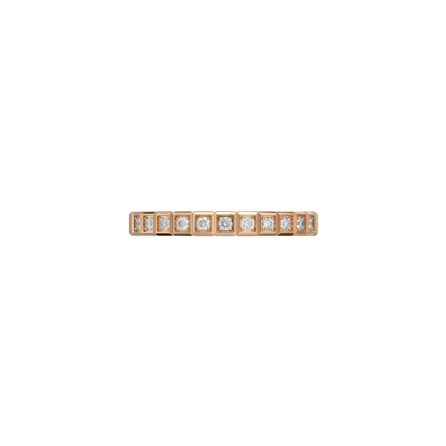 Bague Chopard Ice Cube Pure en or rose et diamants semi-sertis, taille 49