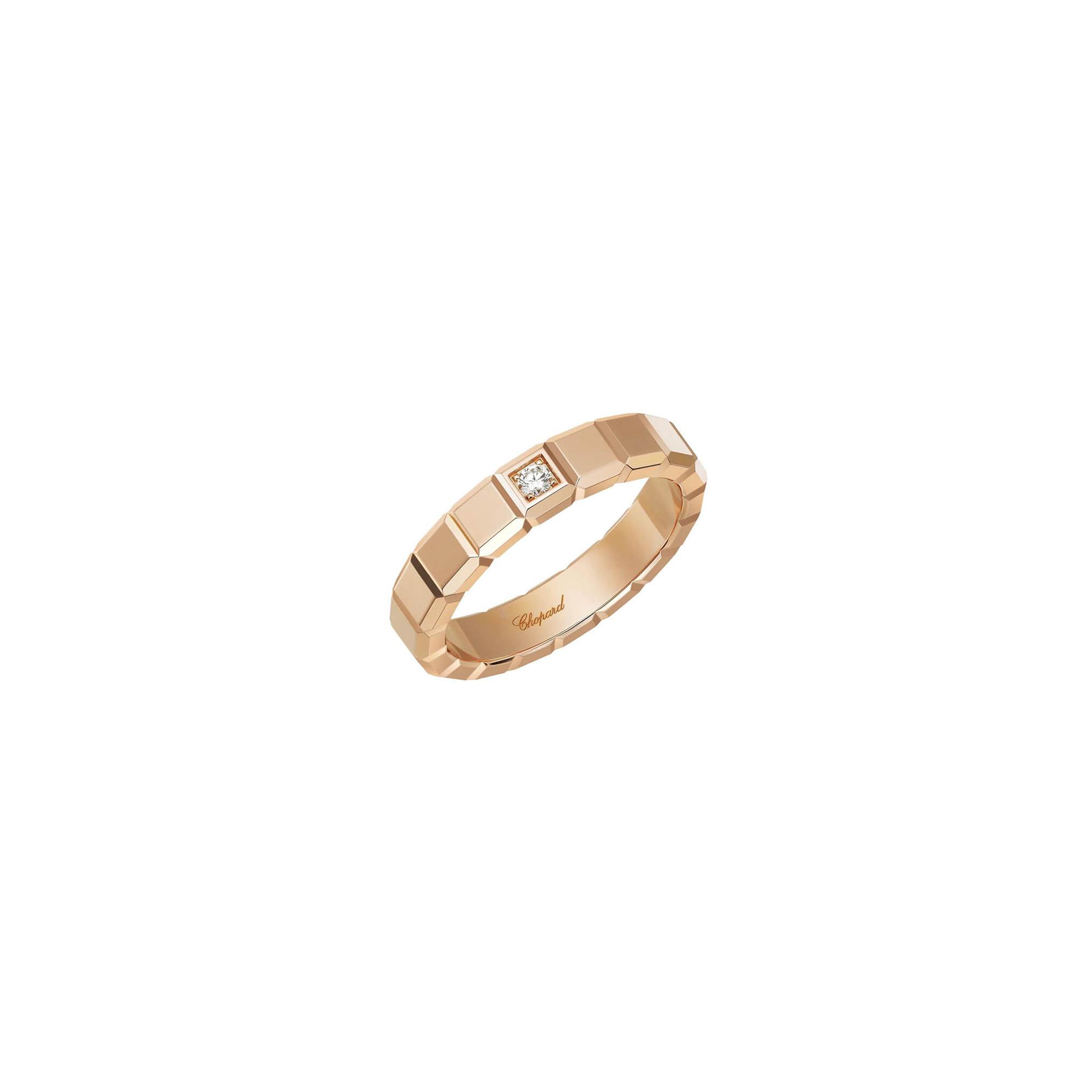 Bague Chopard Ice Cube en or rose et diamant, taille 52