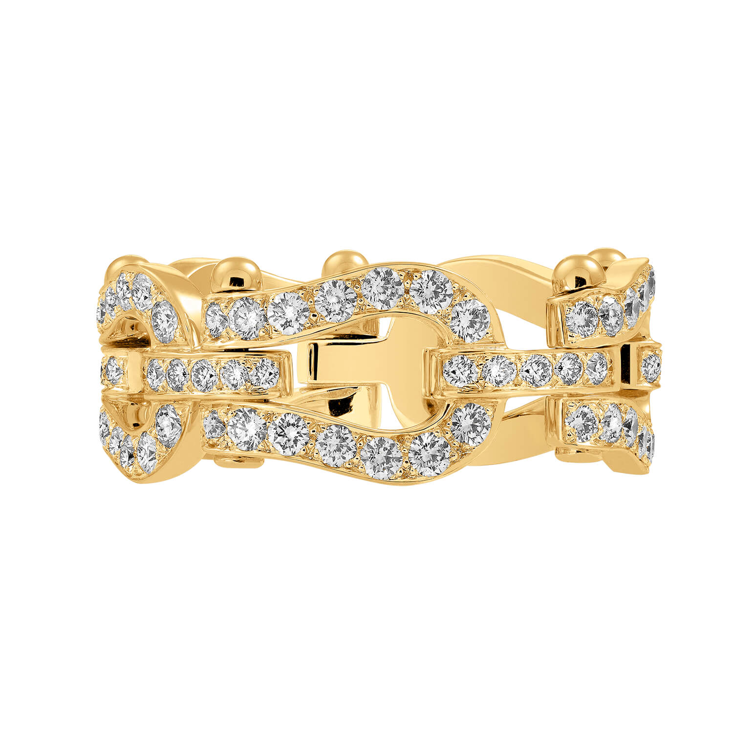 Bague FRED Force 10 Moyen Modèle en or jaune et diamants