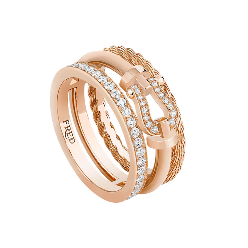 Bague FRED Force 10 Rise en or rose et diamants