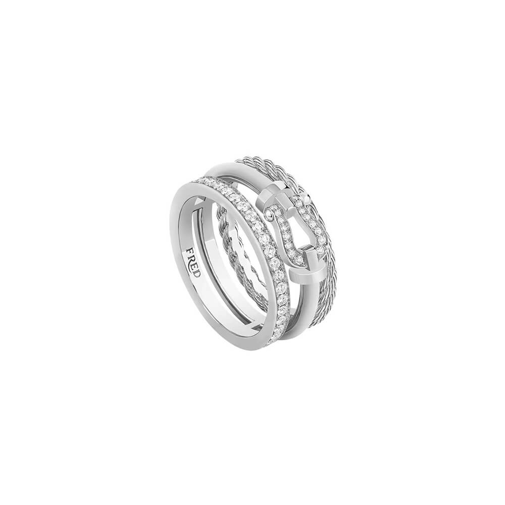 Bague FRED Force 10 Rise en or blanc et diamants