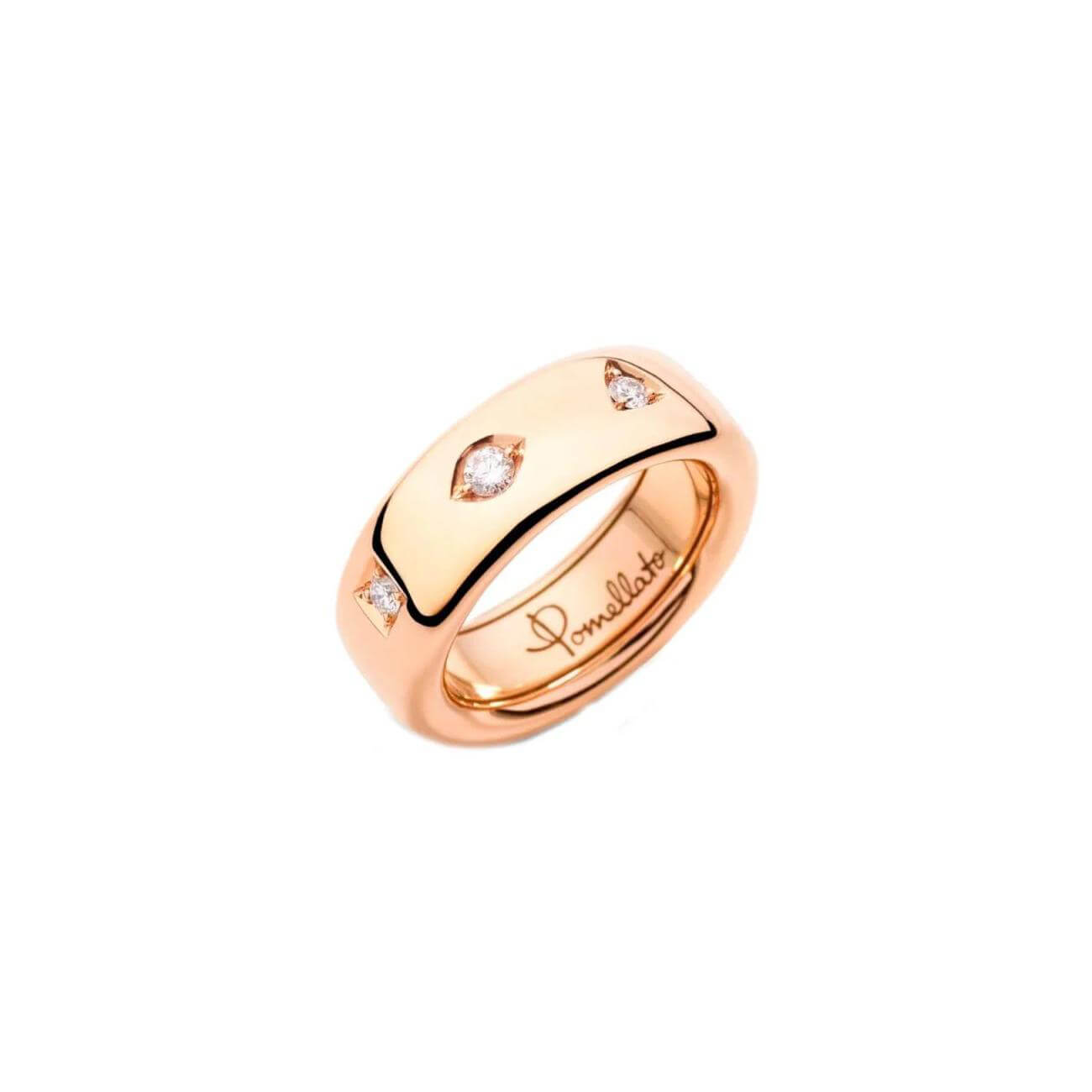 Bague Pomellato Iconica Slim en or rose avec 3 diamants blancs