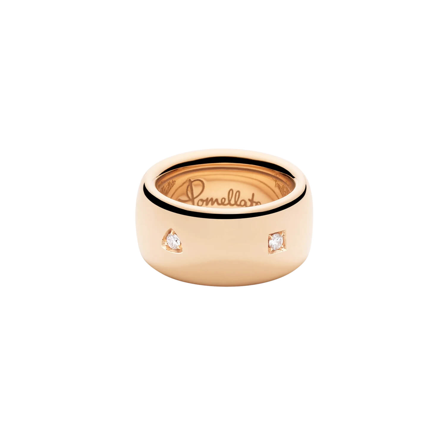 Bague Pomellato Iconica Medium-Large en or rose avec 5 diamants blancs