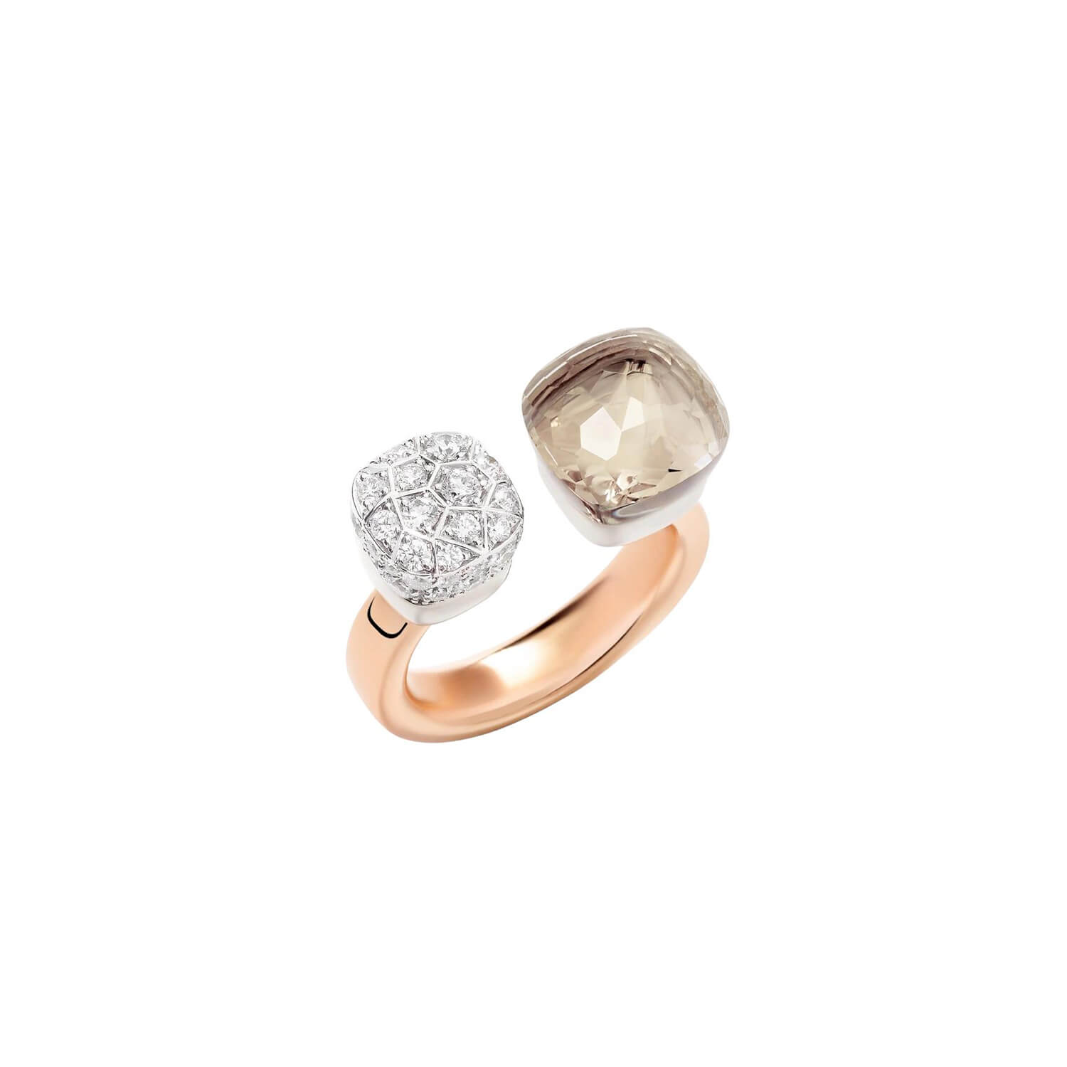 Bague Pomellato Nudo en or rose et blanc, diamants et Topaze Blanche
