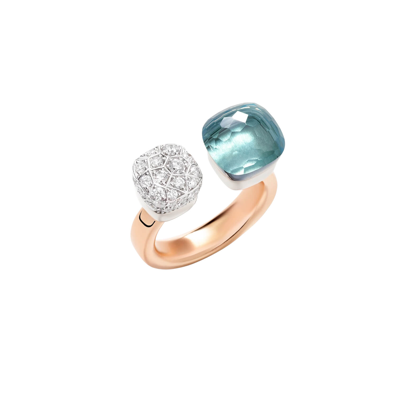 Bague Pomellato Nudo en or rose, diamant et Topaze bleue