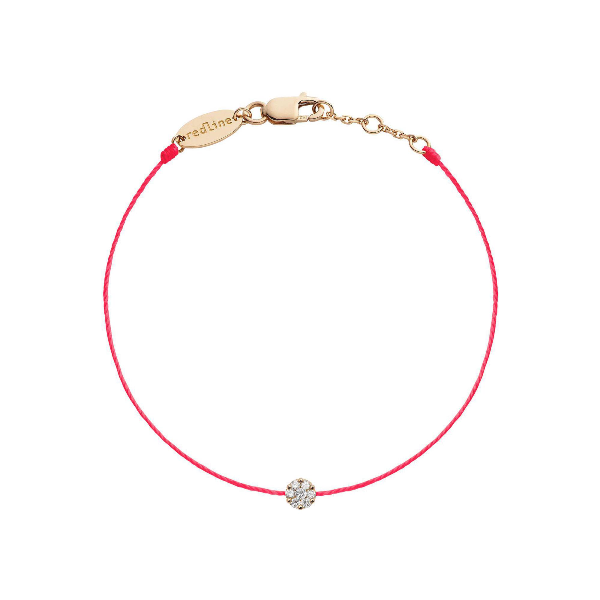 Bracelet RedLine Illusion fil rouge fluo avec diamants 0.05 ct en serti invisible, or rose