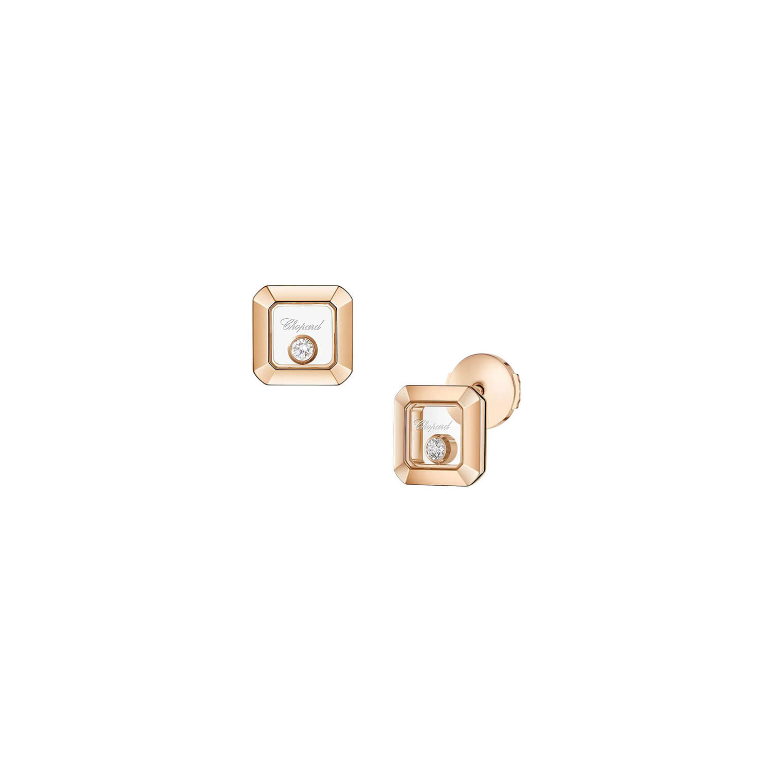 Boucles d'oreilles Chopard Happy Diamonds Icons en or rose et diamants
