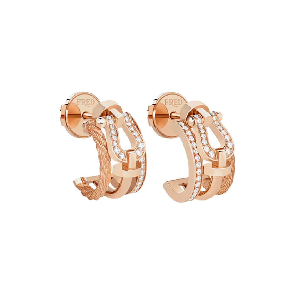 Boucles d'oreilles FRED Force 10 Rise Petit Modèle en or rose et diamants