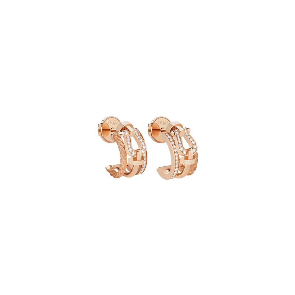 Boucles d'oreilles FRED Force 10 Rise Petit Modèle en or rose et diamants