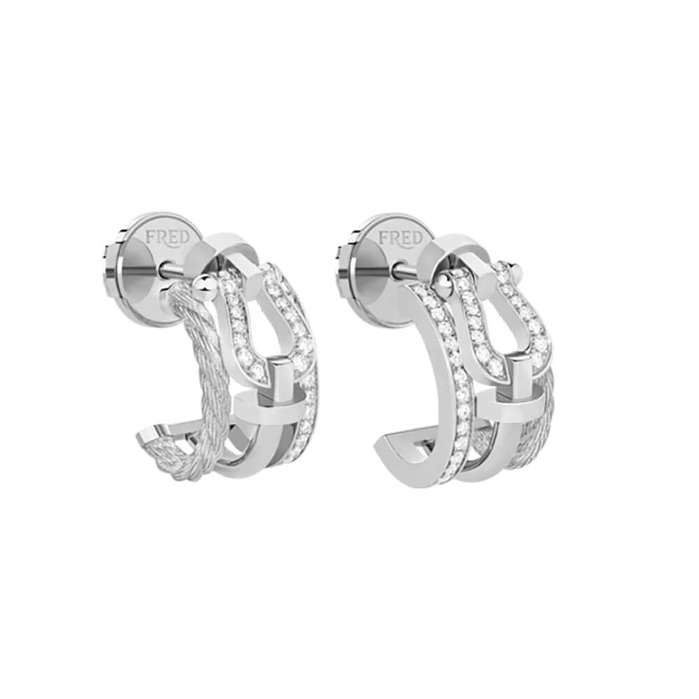 Boucles d'oreilles FRED Force 10 Rise Petit Modèle en or blanc et diamants