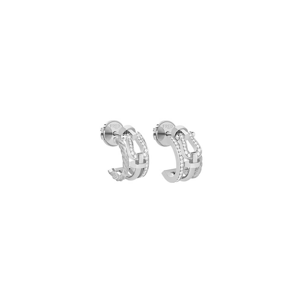 Boucles d'oreilles FRED Force 10 Rise Petit Modèle en or blanc et diamants
