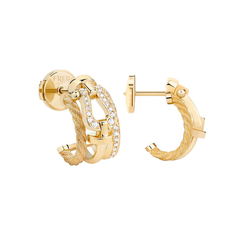 Boucles d'oreilles FRED Force 10 Petit Modèle en or jaune et diamants