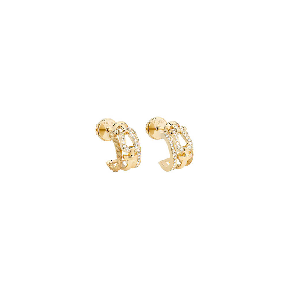 Boucles d'oreilles FRED Force 10 Petit Modèle en or jaune et diamants