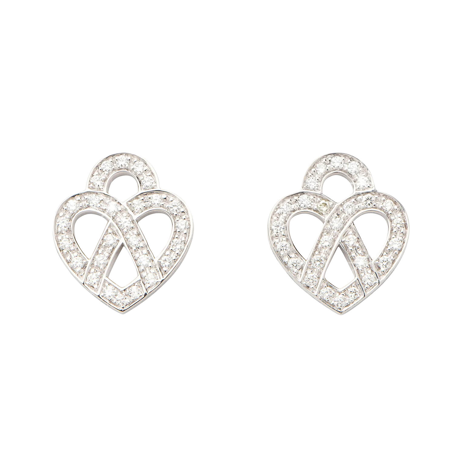 Boucles d'oreilles Poiray Coeur Entrelacé  en or blanc et diamants