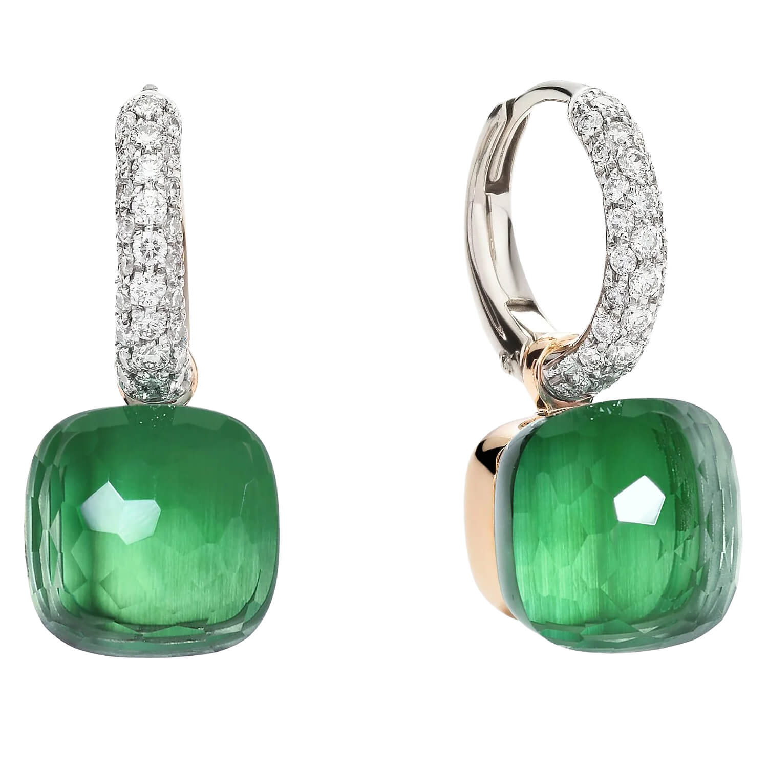 Boucles d'oreilles Pomellato Nudo Classic en or rose, or blanc, prasiolites, agates et diamants