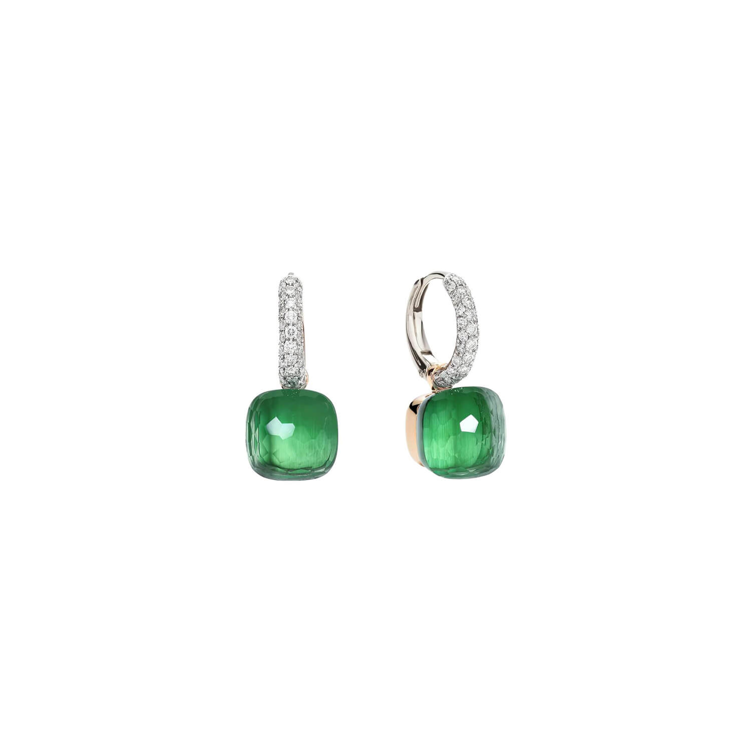 Boucles d'oreilles Pomellato Nudo Classic en or rose, or blanc, prasiolites, agates et diamants