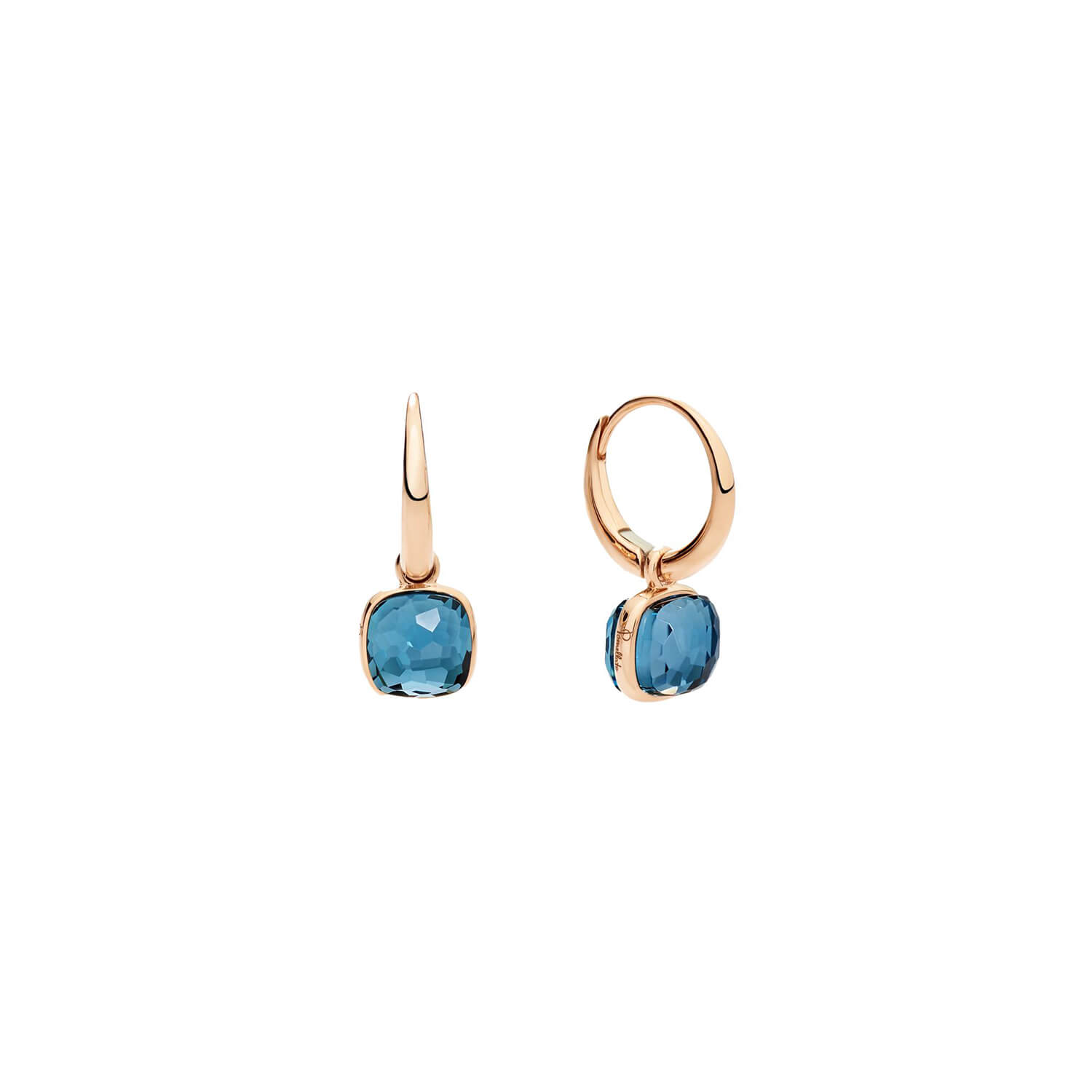 Boucles d'oreilles Pomellato Nudo Mini en or rose et topaze blue London