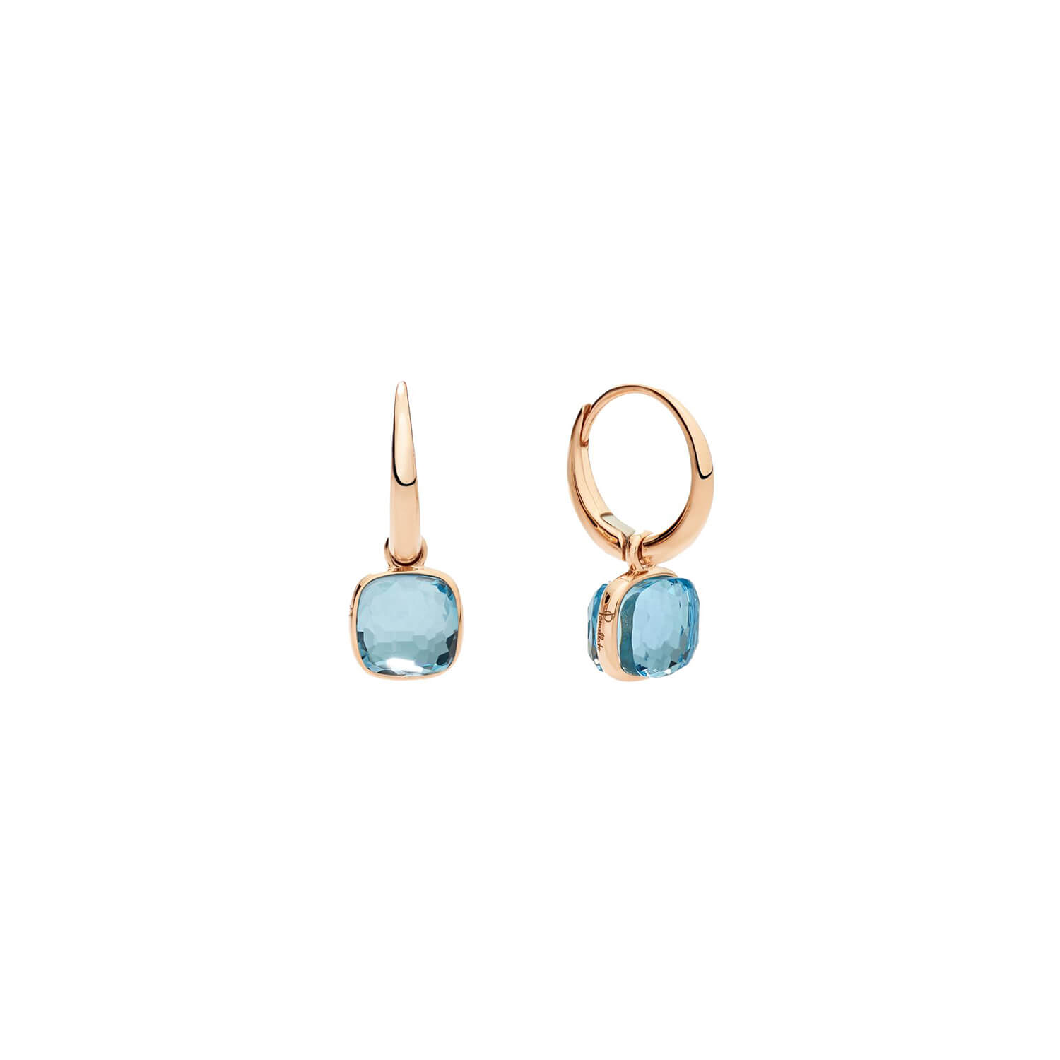 Boucles d'oreilles Pomellato Nudo Mini en or rose et topaze bleu ciel
