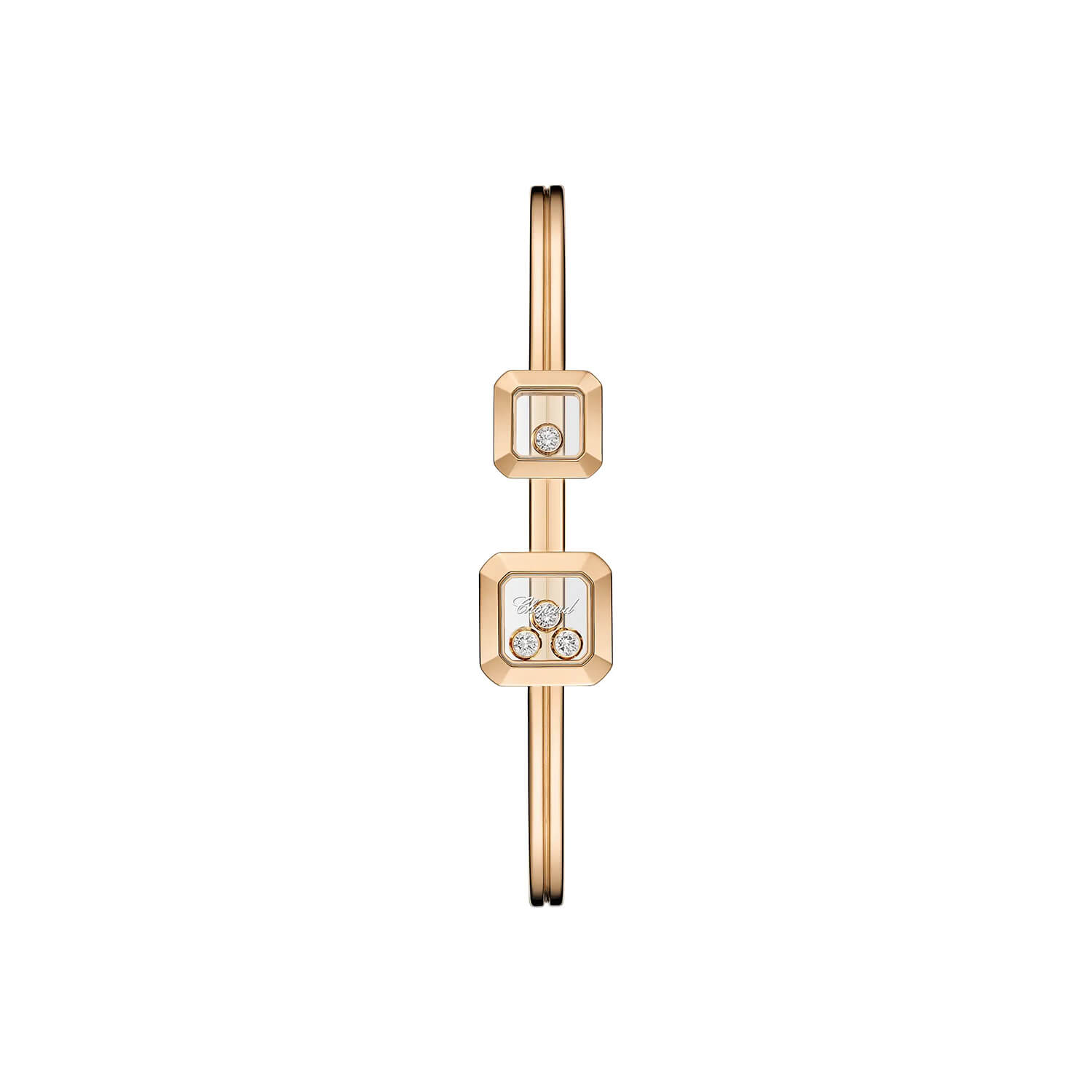 Bracelet jonc Chopard Happy Diamonds Icons en or rose et diamants (M)
