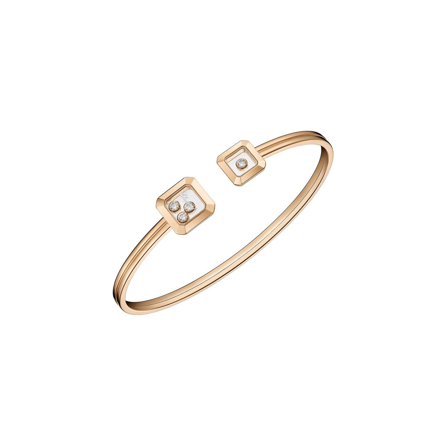 Bracelet jonc Chopard Happy Diamonds Icons en or rose et diamants (M)