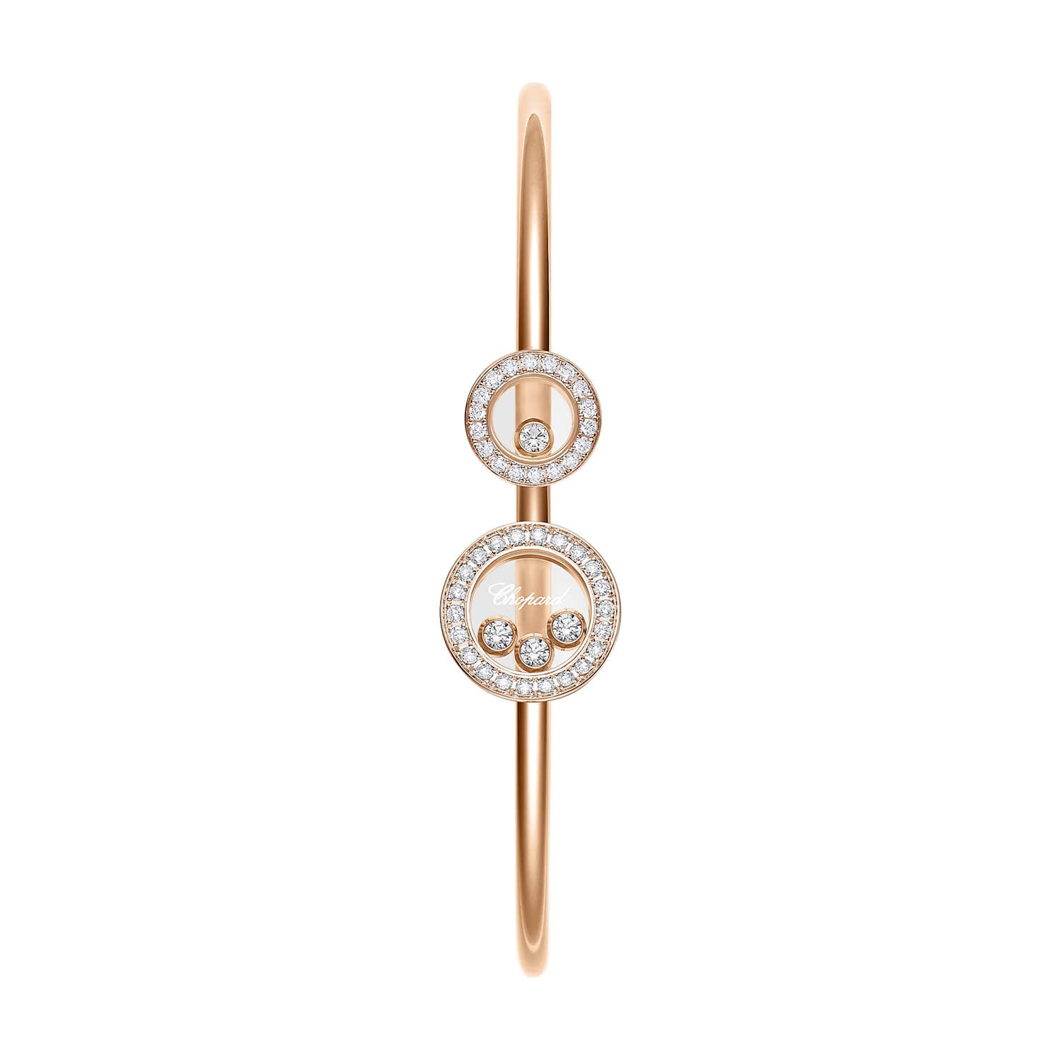 Bracelet jonc Chopard Happy Diamonds Icons Joaillerie en or rose et diamants (S)