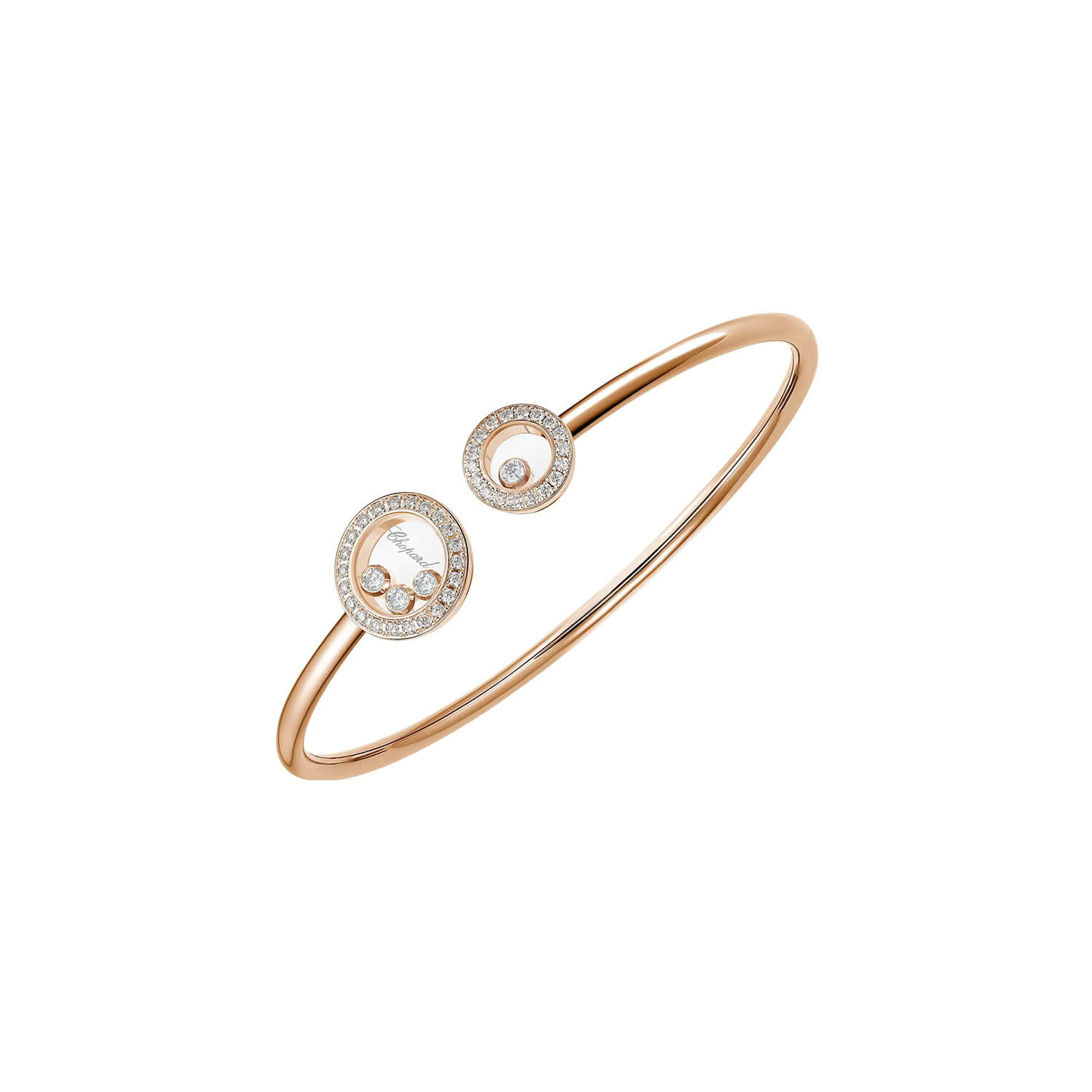 Bracelet jonc Chopard Happy Diamonds Icons Joaillerie en or rose et diamants (S)