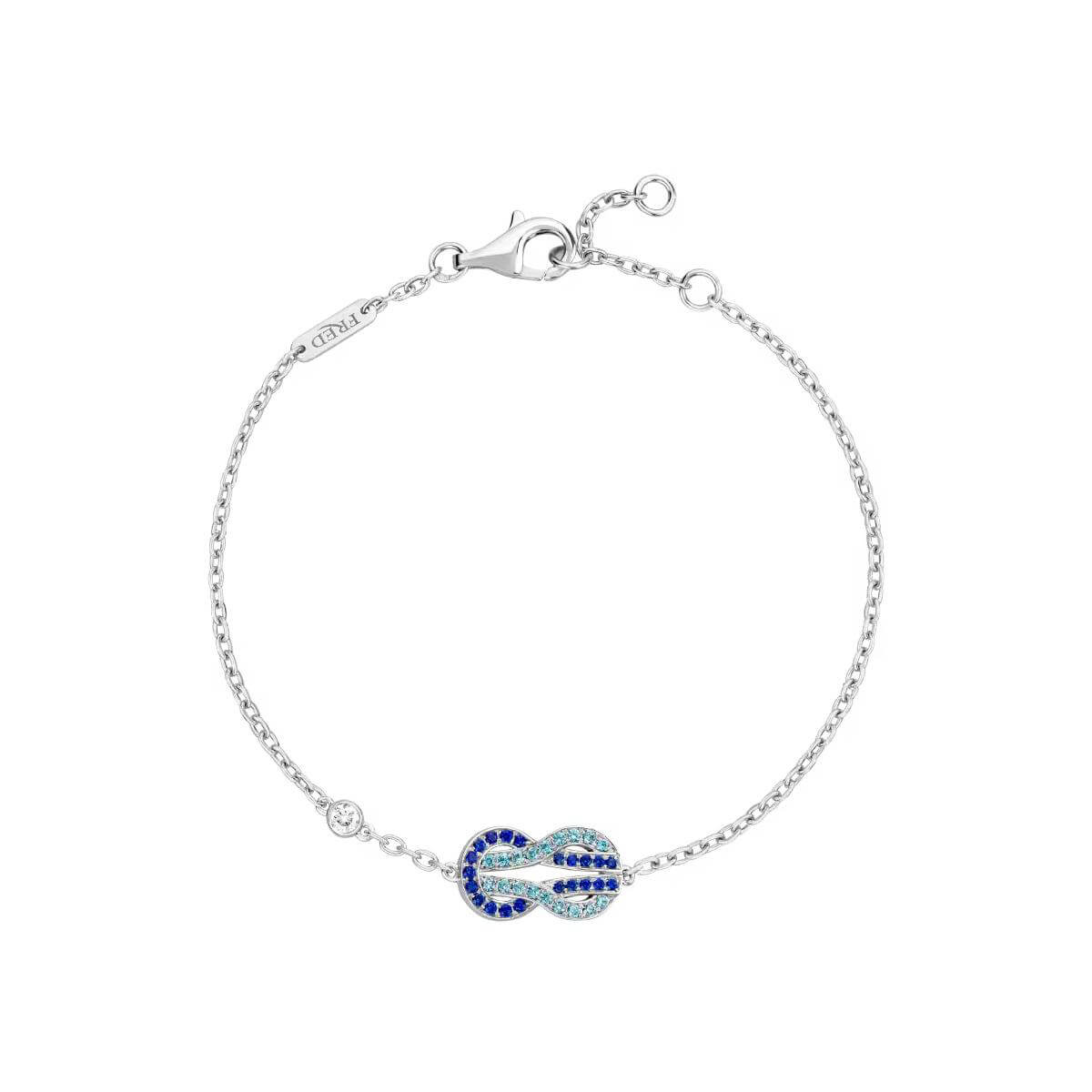 Bracelet FRED Chance Infinie Moyen Modèle en or blanc, saphirs, topazes et diamant