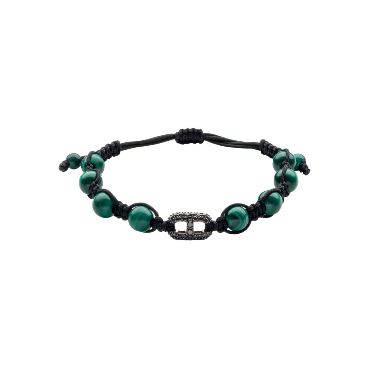 Bracelet Raynal en or rose, diamants et vert