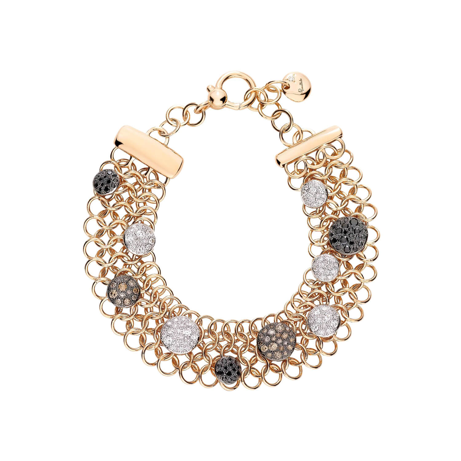 Bracelet Pomellato Sabbia en or rose, diamants, diamants bruns et diamants noirs