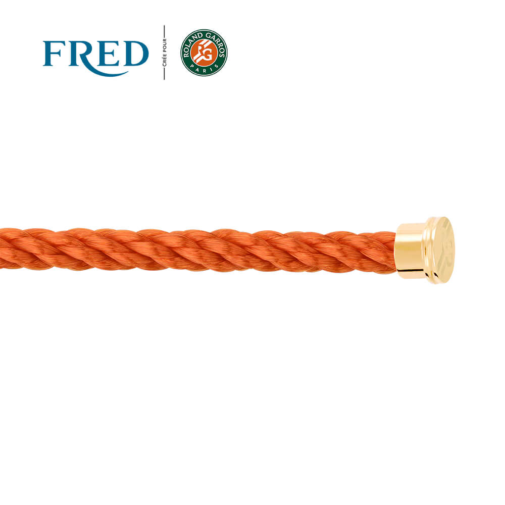 Câble FRED interchangeable Grand Modèle en corderie terracotta avec embouts en acier plaqué or jaune #FREDxRolandGarros