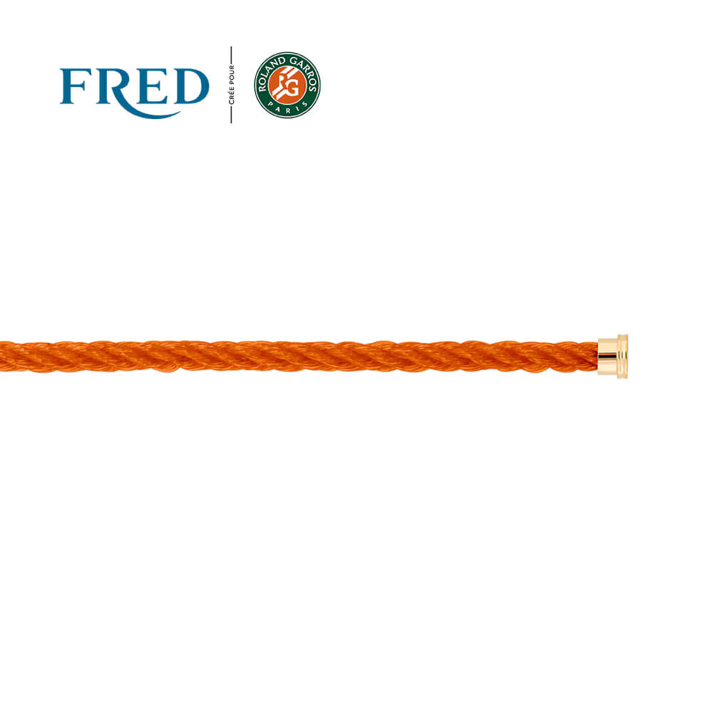 Câble FRED interchangeable Moyen Modèle en corderie terracotta avec embouts en acier plaqué or jaune #FREDxRolandGarros
