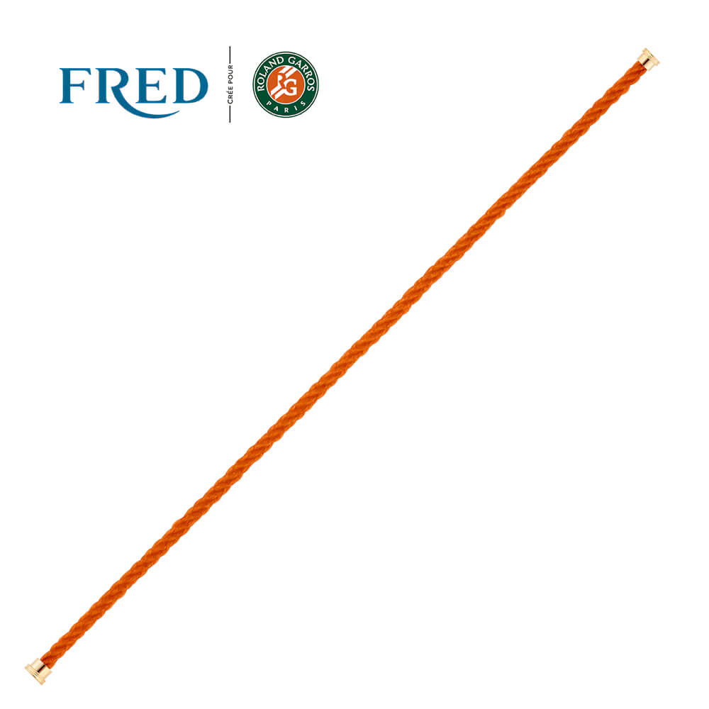 Câble FRED interchangeable Moyen Modèle en corderie terracotta avec embouts en acier plaqué or jaune #FREDxRolandGarros