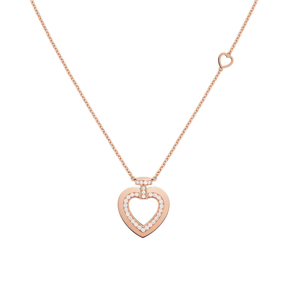 Collier FRED &#34;I Love You&#34; Pretty Woman Sunlight Message en or rose et diamants