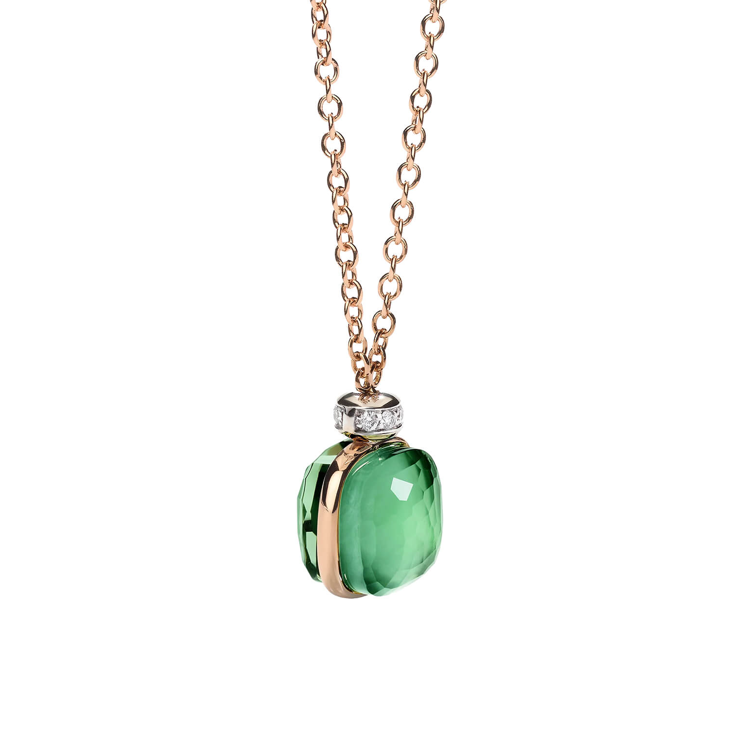 Collier Pomellato Nudo Classic en or rose, or blanc, prasiolite, agate et diamants
