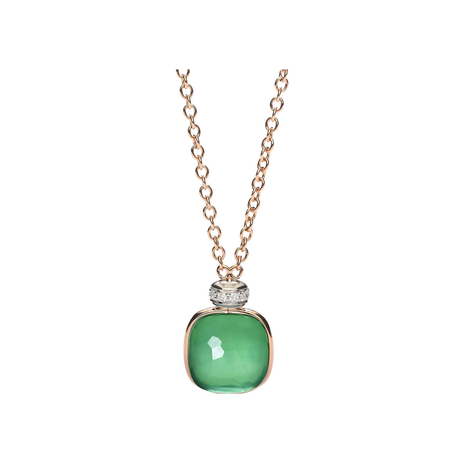 Collier Pomellato Nudo Classic en or rose, or blanc, prasiolite, agate et diamants