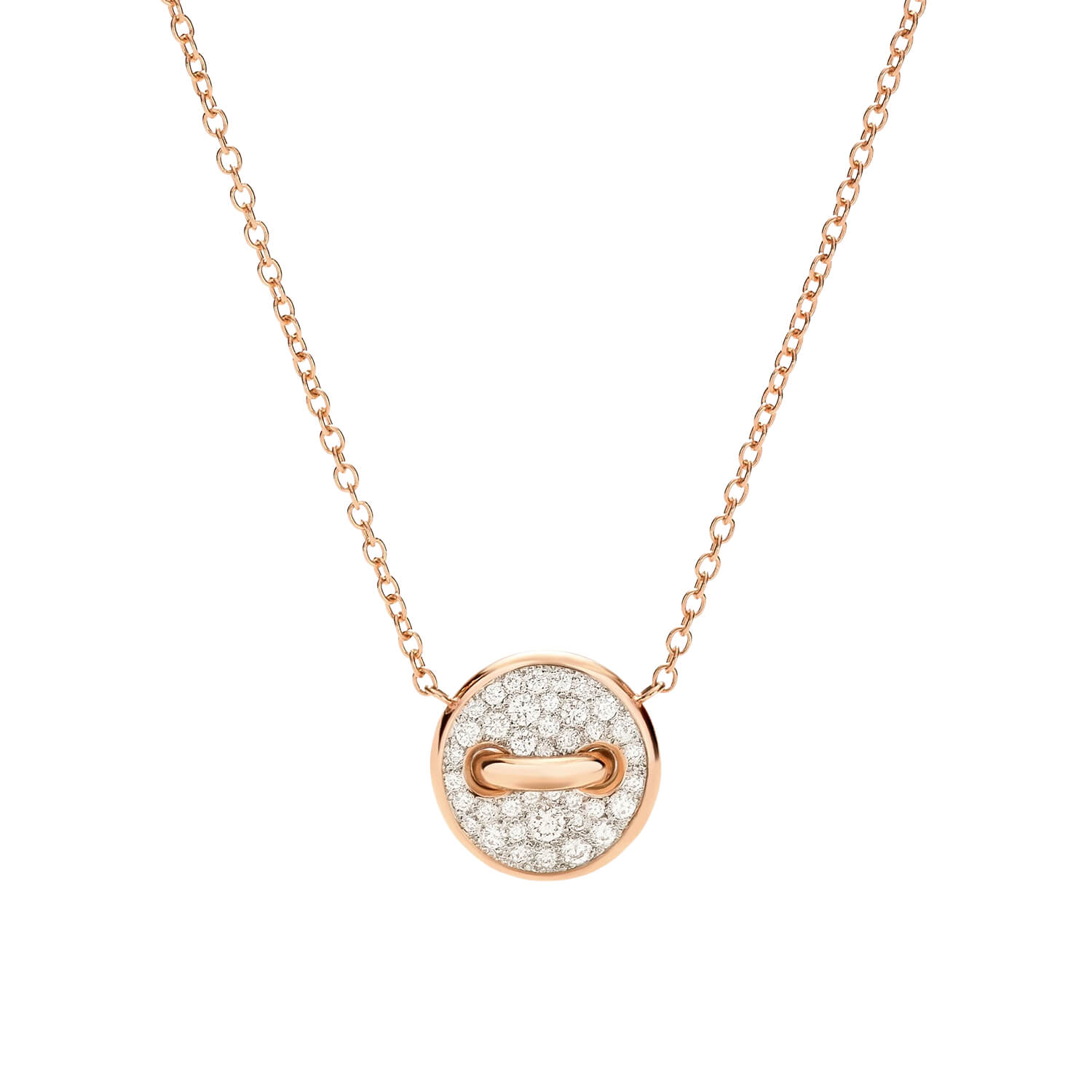 Collier Pomellato Pom Pom Dot en or rose, nacre blanche et diamants