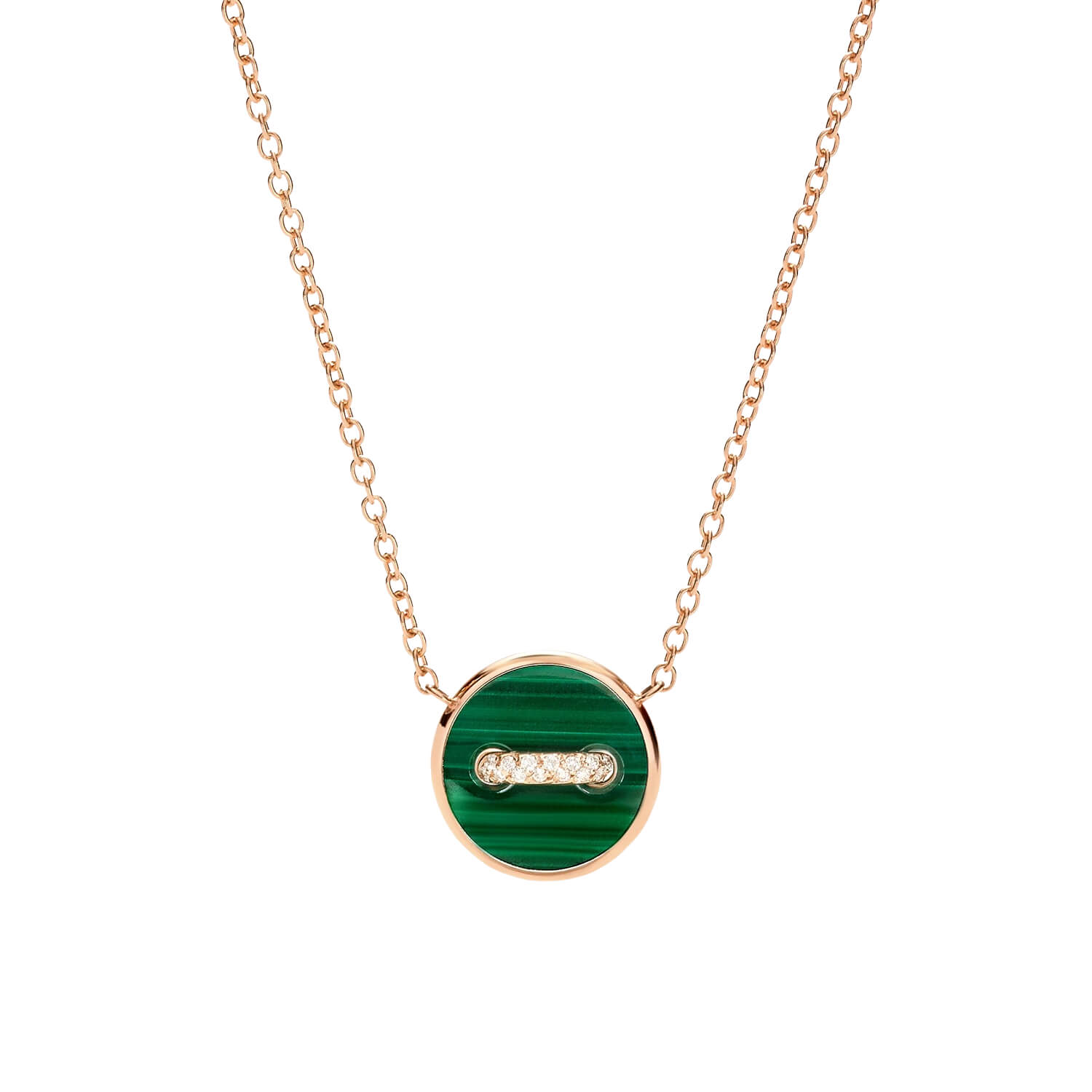 Collier Pomellato Pom Pom Dot en or rose, malachite, nacre blanche et diamants