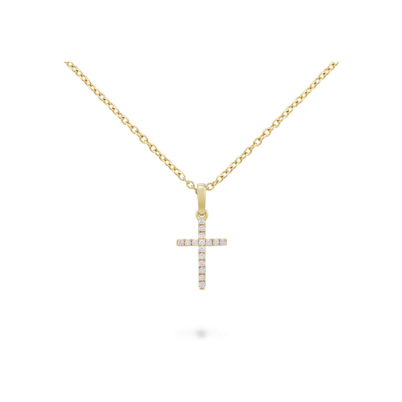 Collier Raynal Croix en or jaune et diamants