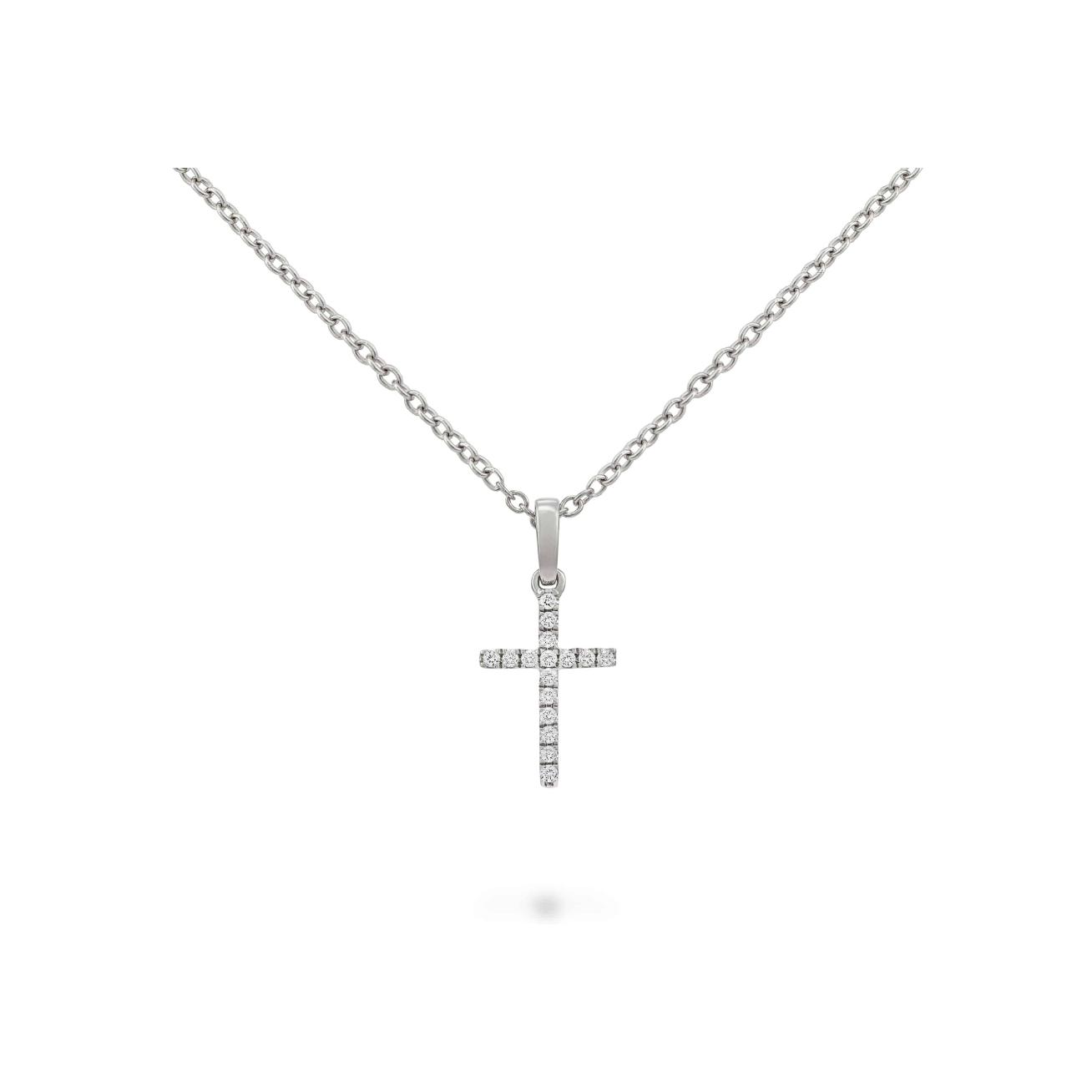 Collier Raynal Croix en or blanc et diamants