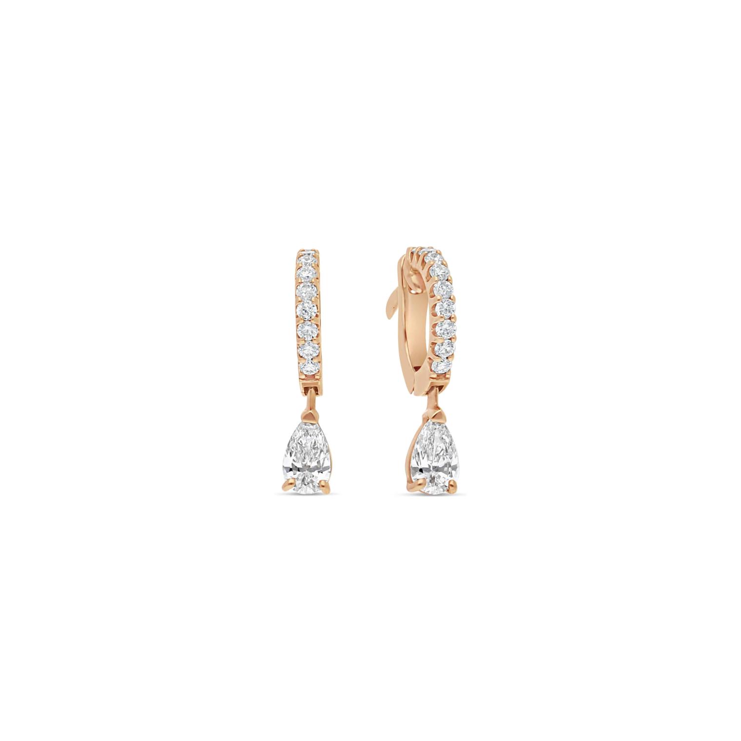 Boucles d'oreilles pendantes Raynal en or rose et diamants