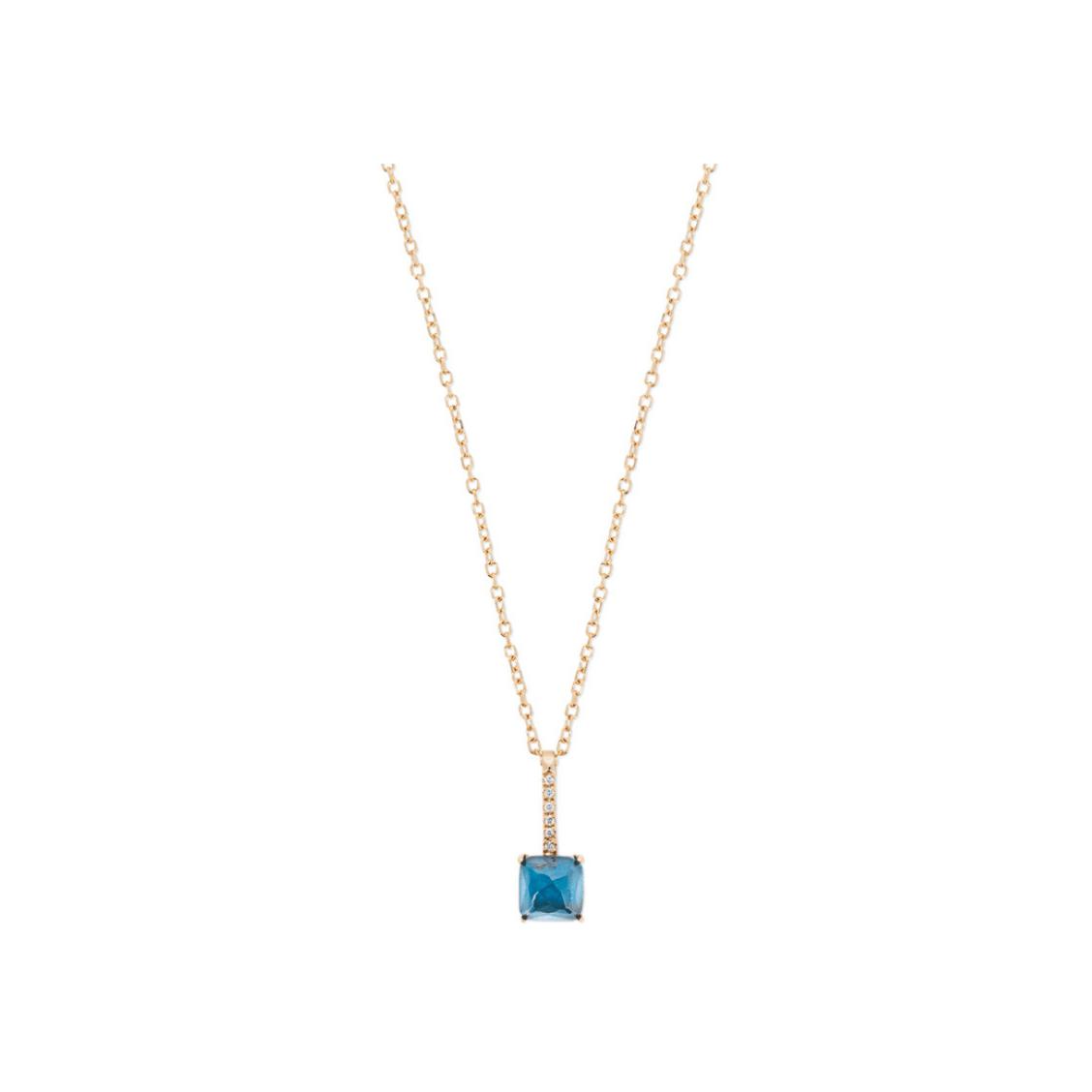 Collier Raynal en or rose, diamants et topaze bleu london