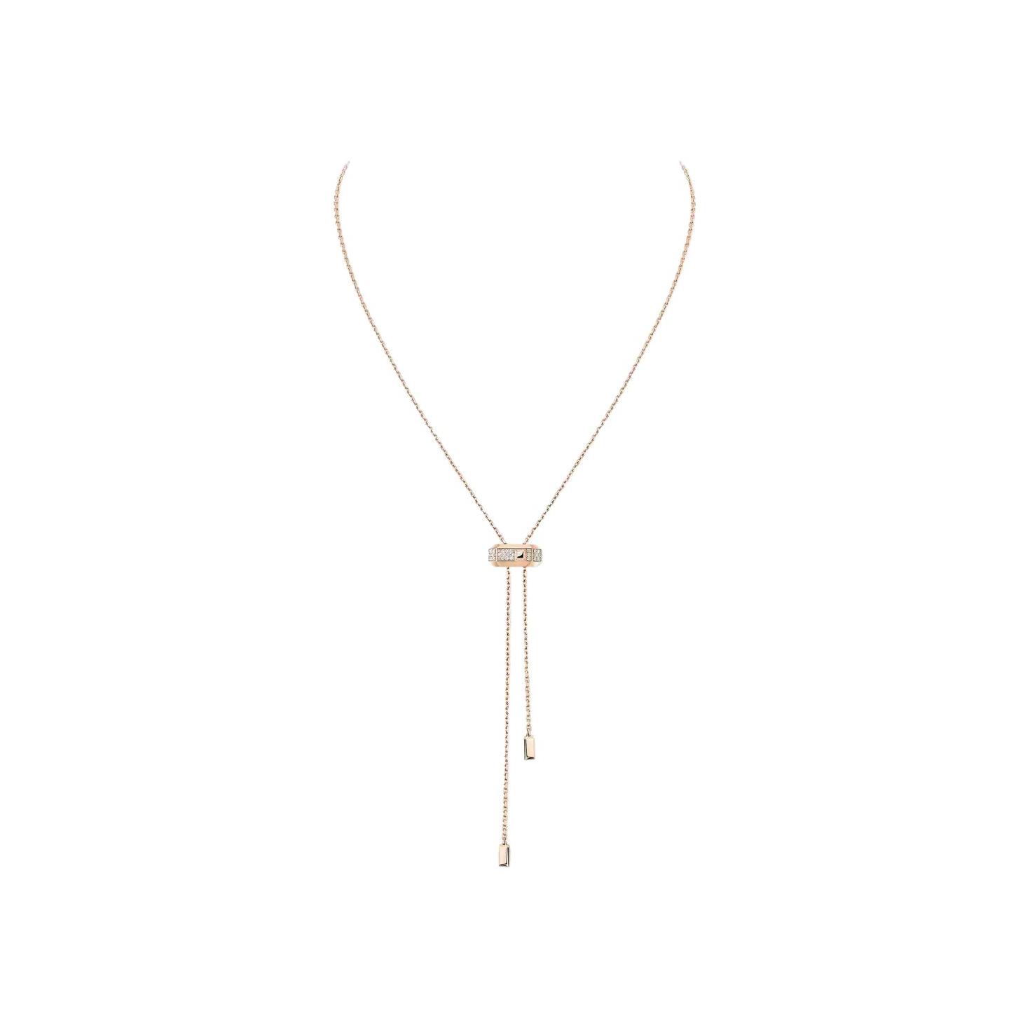 Collier cravate Messika Moderniste en or rose et diamants 0.10ct