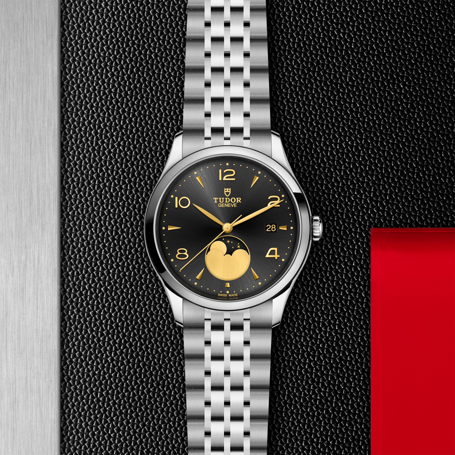 Montre TUDOR 1926 Luna, boîtier en acier, 39 mm, indicateur des phases de la lune