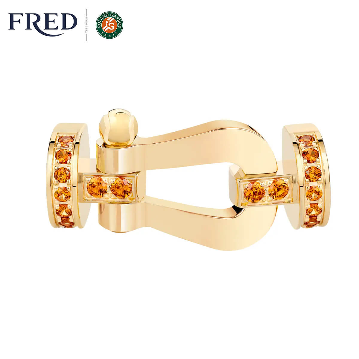 Manille FRED Force 10 Grand Modèle en or jaune et grenats #FREDxRolandGarros