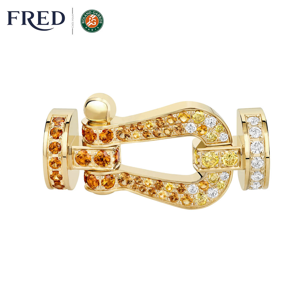 Manille FRED Force 10 Grand modèle en or jaune, diamants et pierres de couleurs #FREDxRolandGarros